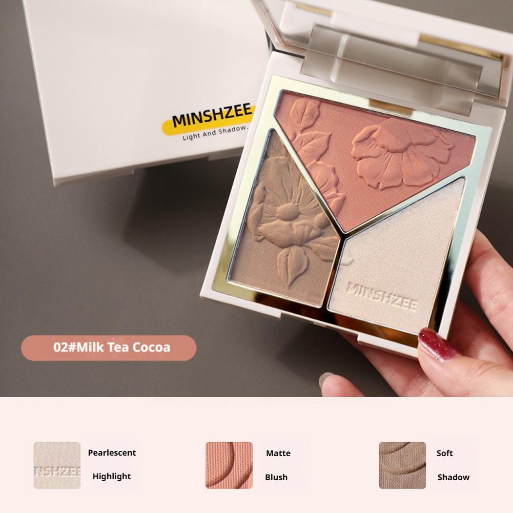 Highlighter Bronzer Palette - 3 colors Highlight Matte Fine Glitter