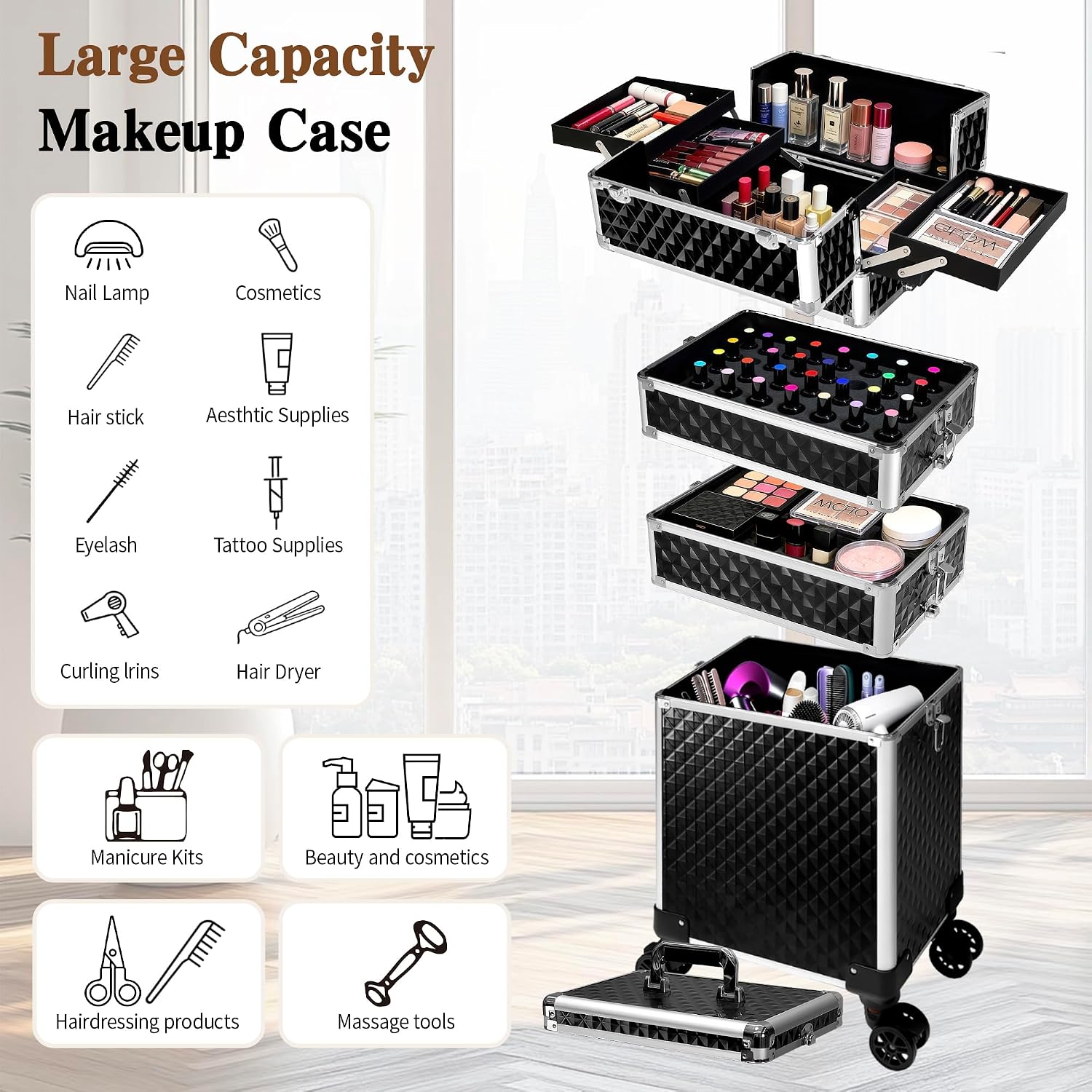 Rolling Makeup Train Case, Cos - đánh giá và giá Beauty Makeup Tool