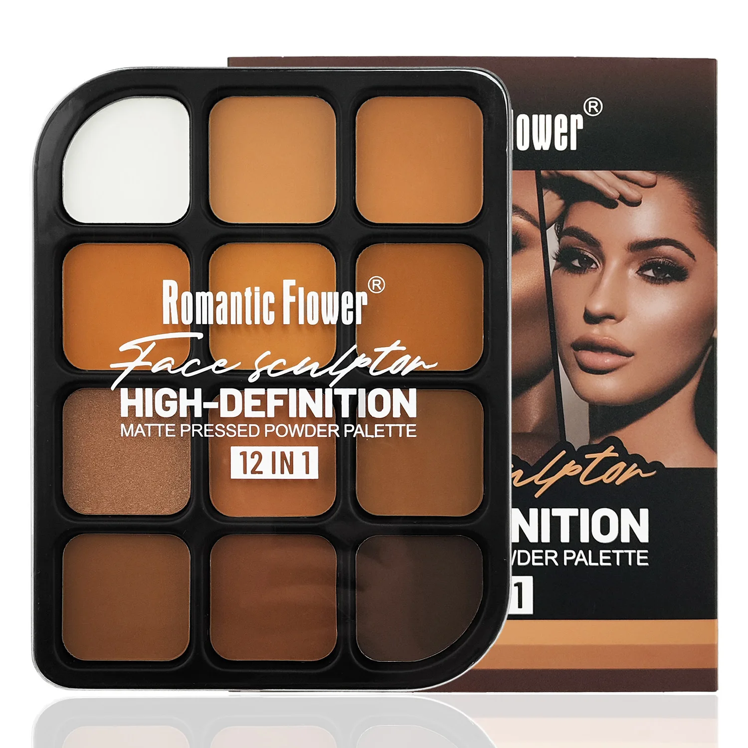 Deep Skin 12-Color Matte Conto - đánh giá và giá Highlighter Bronzer Palette