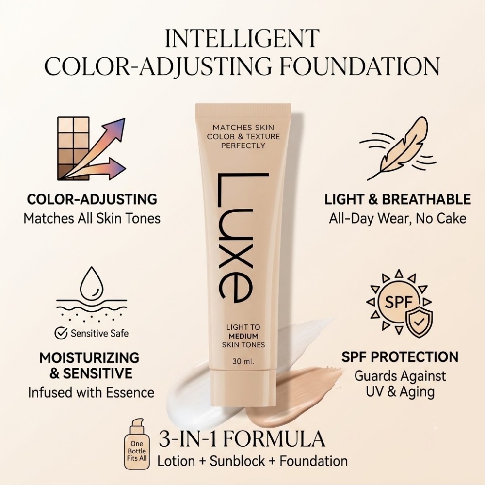LUXE Smart Shade Adapting Liqu - đánh giá và giá Beauty Luxe Makeup