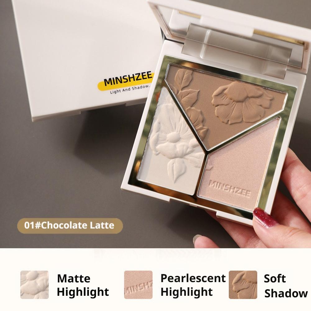 3 colors Highlight Matte Fine  - đánh giá và giá Highlighter Bronzer Palette