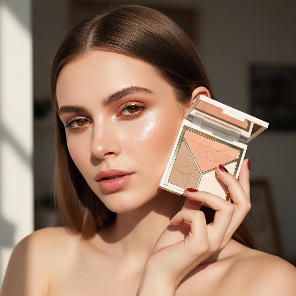 3 colors Highlight Matte Fine  - đánh giá và giá Highlighter Bronzer Palette